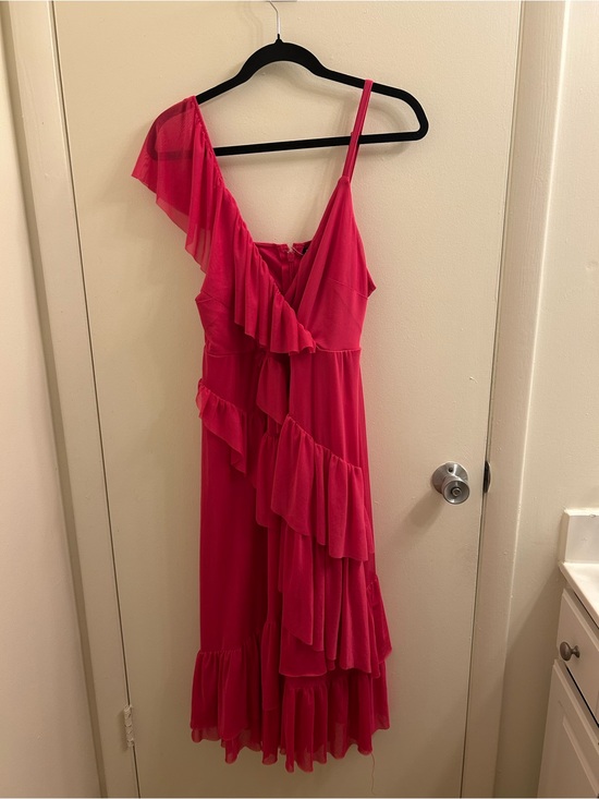 torrid Dresses & Skirts - torrid Hot Pink One-Shoulder Ruffle Midi Dress
